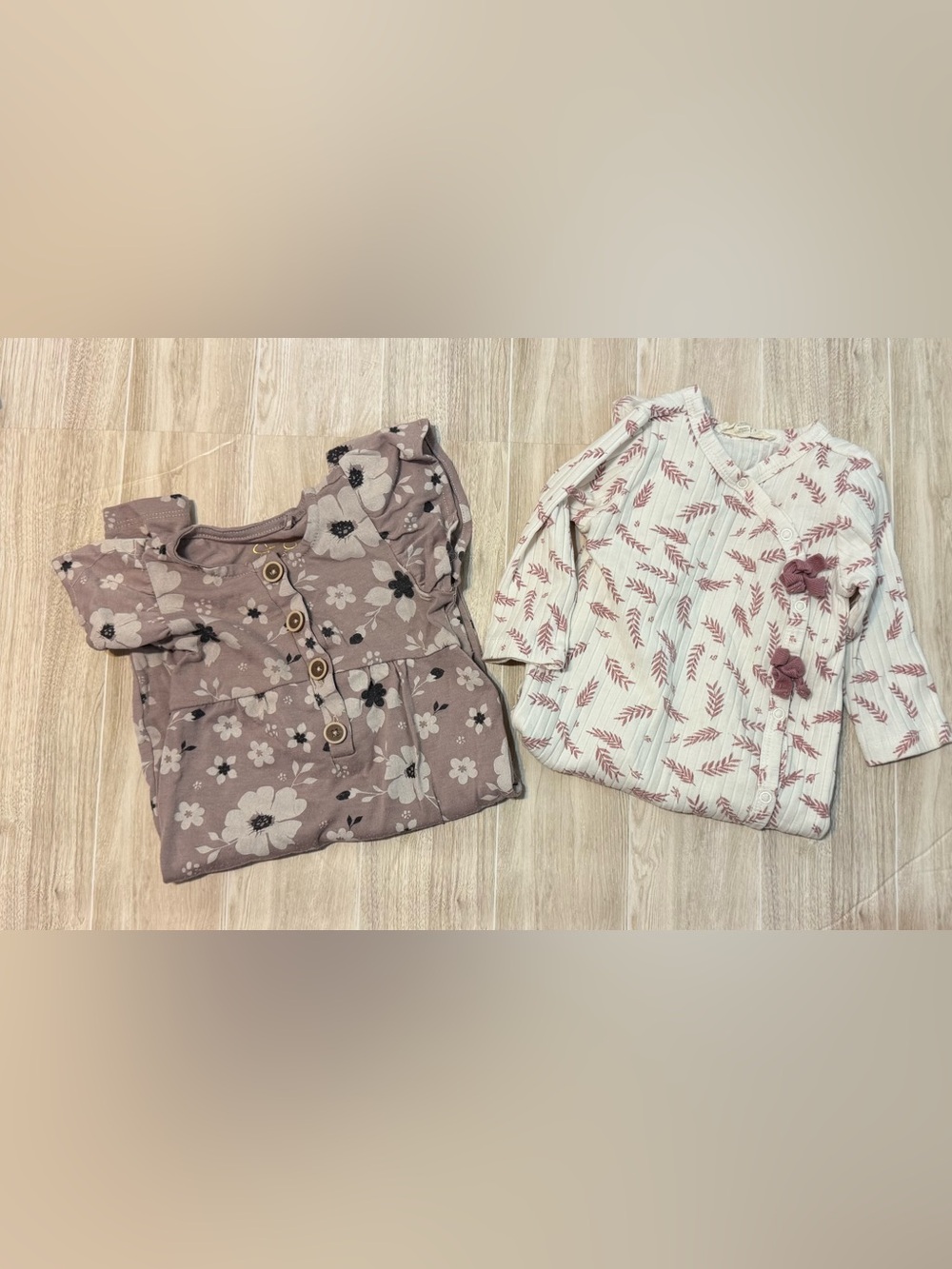 Jessica Simpson Girls (set of 2) Floral Long Sleeve Footed PJ’s